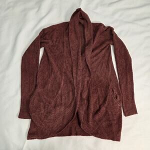 Barefoot Dreams CozyChic Lite Cardigan Women's XS/S Burgundy Open Front Sweater
